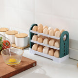 Maxbell 3 Layer Flip Fridge Egg Tray Container Eggs Tray Bins with Handle for Table white
