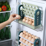 Maxbell 3 Layer Flip Fridge Egg Tray Container Eggs Tray Bins with Handle for Table white