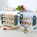 Maxbell 3 Layer Flip Fridge Egg Tray Container Eggs Tray Bins with Handle for Table white