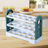 Maxbell 3 Layer Flip Fridge Egg Tray Container Eggs Tray Bins with Handle for Table white