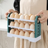 Maxbell 3 Layer Flip Fridge Egg Tray Container Eggs Tray Bins with Handle for Table white