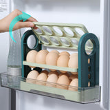 Maxbell 3 Layer Flip Fridge Egg Tray Container Eggs Tray Bins with Handle for Table green
