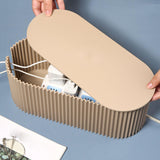 Maxbell Cable Management Box Hide Conceal Cord Organizer Box for Computer Desk Light coffee