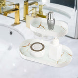 Maxbell Serving Tray Bathroon Shelf Jewelry Trinket Tray for Countertop Bathroom White