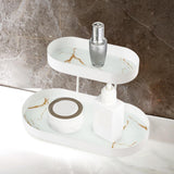 Maxbell Serving Tray Bathroon Shelf Jewelry Trinket Tray for Countertop Bathroom White