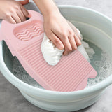 Maxbell Washing Board Washing Scrubbing Board with Soap Holder for Laundry Tools pink