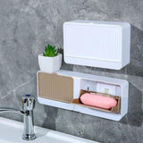 Maxbell Wall Hanging Toilet Cover Soap Rack No Drilling Self Draining for Bathroom Khaki