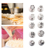 Maxbell 10Pcs Piping Tips Kit Baking Supplies Cake Decorating Tips for Cupcakes