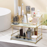 Maxbell Bathroom Organizer Rack Shower Caddy Shelf Makeup Storage Rack for Bathroom double and white