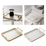 Maxbell Decorative Tray Bathroom Organizer with Handles for Hotel Tabletop Bathroom Golden