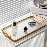 Maxbell Decorative Tray Bathroom Organizer with Handles for Hotel Tabletop Bathroom Golden