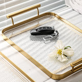 Maxbell Decorative Tray Bathroom Organizer with Handles for Hotel Tabletop Bathroom Golden