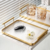 Maxbell Decorative Tray Bathroom Organizer with Handles for Hotel Tabletop Bathroom Golden