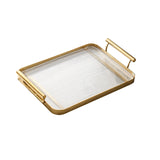 Maxbell Decorative Tray Bathroom Organizer with Handles for Hotel Tabletop Bathroom Golden