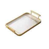 Maxbell Decorative Tray Bathroom Organizer with Handles for Hotel Tabletop Bathroom Golden