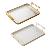 Maxbell Decorative Tray Bathroom Organizer with Handles for Hotel Tabletop Bathroom Golden