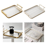 Maxbell Decorative Tray Bathroom Organizer with Handles for Hotel Tabletop Bathroom Golden