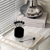 Maxbell Decorative Tray Bathroom Organizer with Handles for Hotel Tabletop Bathroom White