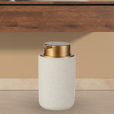 Maxbell 400ml Soap Dispenser Bottle Body Wash Pump Bottle for Hotel Home Bathroom Beige Round