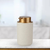 Maxbell 400ml Soap Dispenser Bottle Body Wash Pump Bottle for Hotel Home Bathroom Beige Round