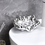 Maxbell Creative Soap Dish Holder Soap Tray Soap Holder for Hotel Kitchen Decoration Argent