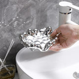 Maxbell Creative Soap Dish Holder Soap Tray Soap Holder for Hotel Kitchen Decoration Argent