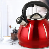 Maxbell Portable Whistling Kettle Hiking Teapot 3L Large Capacity for Travel Hiking Red