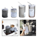 Maxbell Thermal Mug with Lid Straw Double Wall for Travel Camping Grey 300ML