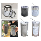 Maxbell Thermal Mug with Lid Straw Double Wall for Travel Camping Grey 300ML