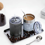 Maxbell Thermal Mug with Lid Straw Double Wall for Travel Camping Argent 300ML