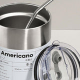 Maxbell Thermal Mug with Lid Straw Double Wall for Travel Camping Argent 300ML