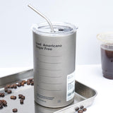Maxbell Thermal Mug with Lid Straw Double Wall for Travel Camping Grey 600ML
