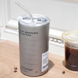 Maxbell Thermal Mug with Lid Straw Double Wall for Travel Camping Grey 600ML