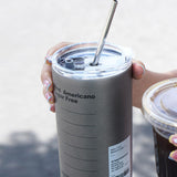 Maxbell Thermal Mug with Lid Straw Double Wall for Travel Camping Grey 600ML