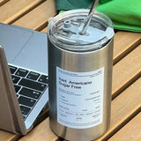 Maxbell Thermal Mug with Lid Straw Double Wall for Travel Camping Grey 600ML
