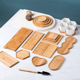 Maxbell Bamboo Serving Tray Breakfast Trays Food Tray for Living Room Buffet Peanut Shape