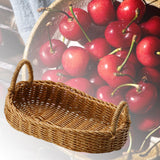 Maxbell Handmade Wicker Basket with Handle Picnic Basket for Cupboard Dining Room Oval No Iron Wire