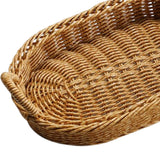Maxbell Handmade Wicker Basket with Handle Picnic Basket for Cupboard Dining Room Oval with Iron Wire