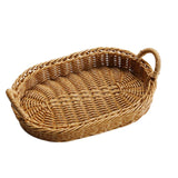 Maxbell Handmade Wicker Basket with Handle Picnic Basket for Cupboard Dining Room Oval with Iron Wire
