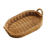 Maxbell Handmade Wicker Basket with Handle Picnic Basket for Cupboard Dining Room Oval with Iron Wire