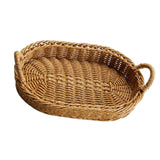 Maxbell Handmade Wicker Basket with Handle Picnic Basket for Cupboard Dining Room Oval with Iron Wire