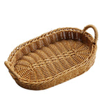 Maxbell Handmade Wicker Basket with Handle Picnic Basket for Cupboard Dining Room Oval with Iron Wire