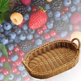 Maxbell Handmade Wicker Basket with Handle Picnic Basket for Cupboard Dining Room Oval with Iron Wire