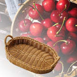Maxbell Handmade Wicker Basket with Handle Picnic Basket for Cupboard Dining Room Oval with Iron Wire