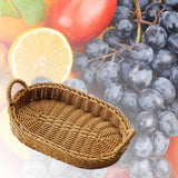 Maxbell Handmade Wicker Basket with Handle Picnic Basket for Cupboard Dining Room Oval with Iron Wire