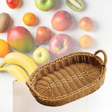 Maxbell Handmade Wicker Basket with Handle Picnic Basket for Cupboard Dining Room Oval with Iron Wire