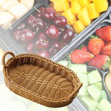 Maxbell Handmade Wicker Basket with Handle Picnic Basket for Cupboard Dining Room Oval with Iron Wire