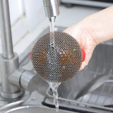 Maxbell Cleaning Brush Metal Mesh Scrubber Dish Scrubber Brush for Pot Tableware Red