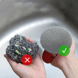 Maxbell Cleaning Brush Metal Mesh Scrubber Dish Scrubber Brush for Pot Tableware Red