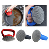 Maxbell Cleaning Brush Metal Mesh Scrubber Dish Scrubber Brush for Pot Tableware Red